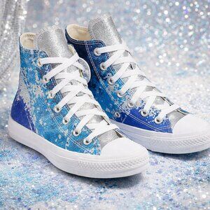 Sz 6.5 Converse Chuck Taylor Sneaker Shoe All Star Hi Shine Gradient Blue Womens
